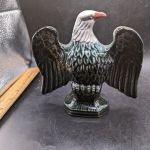 Vintage Glazed Ceramic Eagle Figure 5.5" Made in Brazil Glaze Bird Art Pottery